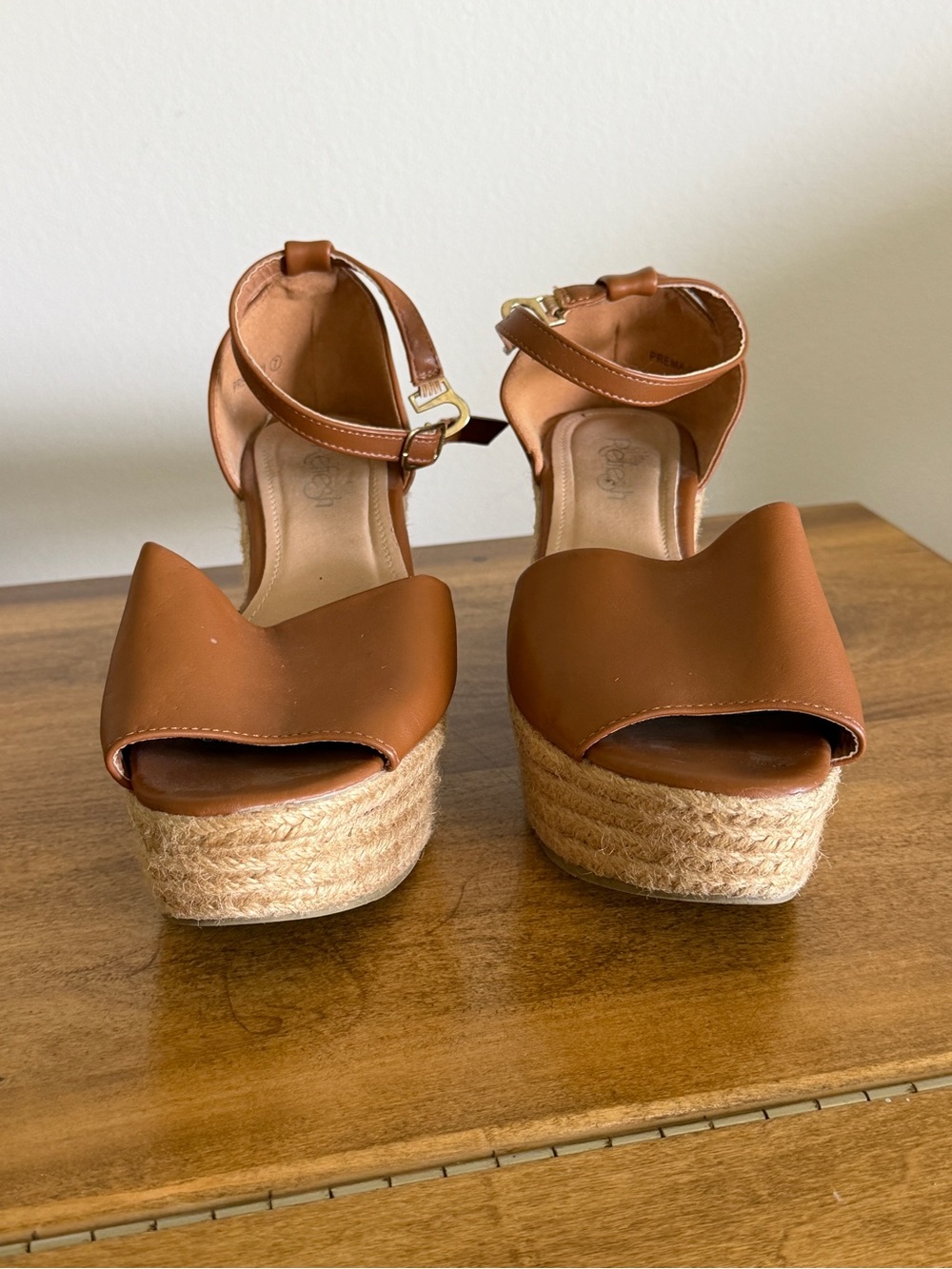 Women’s Tan Espadrille Platform Wedge Sandals - Picture 2 of 3